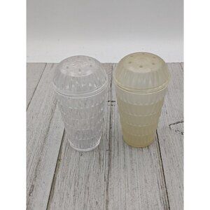 Vintage Plastic Salt and Pepper Shakers Clear Plastic Arrow Made in USA 3 1/2"